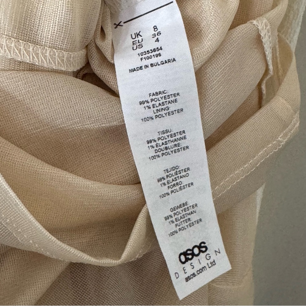 Size 4 Small ASOS Design White Cream Lined Minimalist Jumpsuit with Belt Tie - Picture 13 of 16